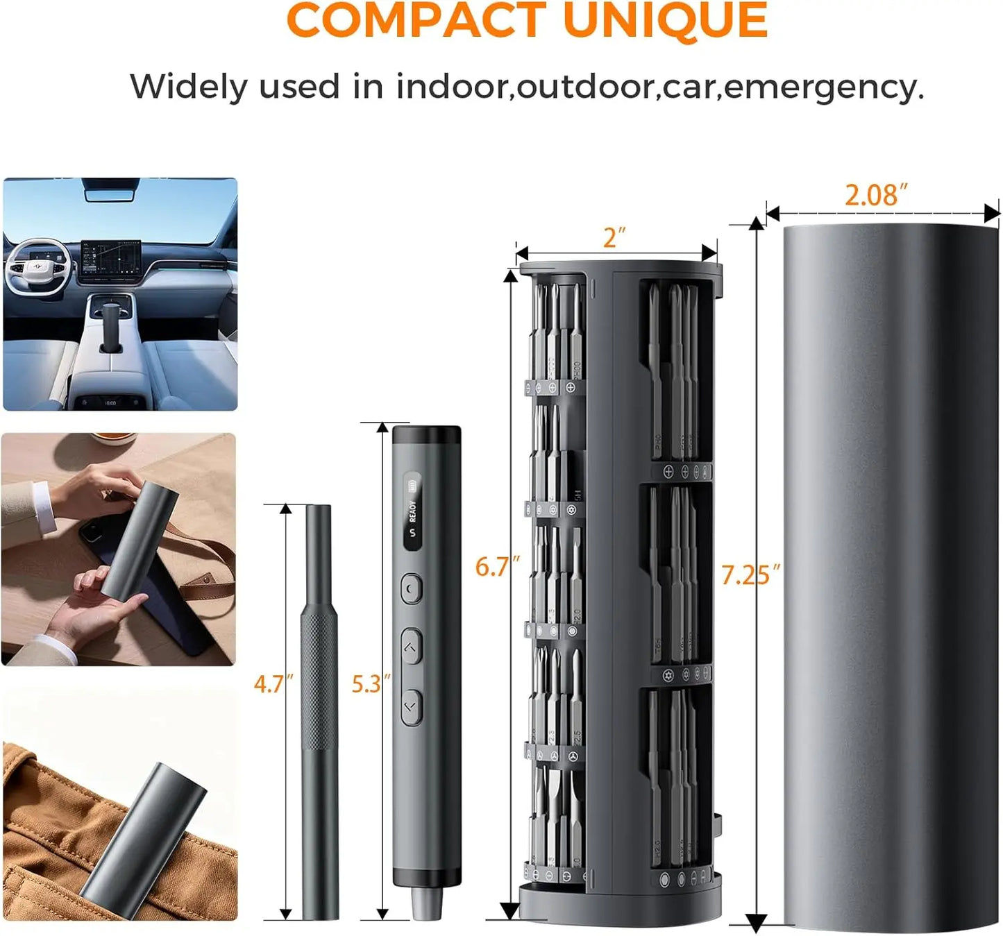 Electric Screwdriver with OLED Smart Display - 78-in-1 Mini Precision Screwdriver Set, 0.5N.M High Torque, Magnetic Storage Case, Rechargeable Cordless Repair Tool Kit for PC, PS5, Laptop, and Camera