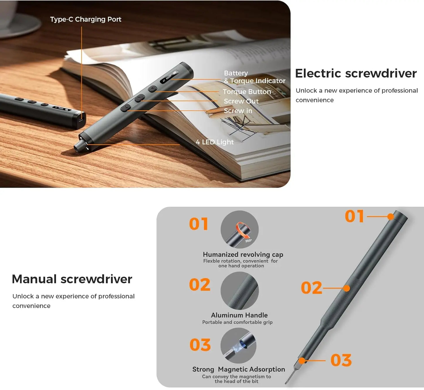  Electric Screwdriver with OLED Smart Display - 78-in-1 Mini Precision Screwdriver Set, 0.5N.M High Torque, Magnetic Storage Case, Rechargeable Cordless Repair Tool Kit for PC, PS5, Laptop, and Camera