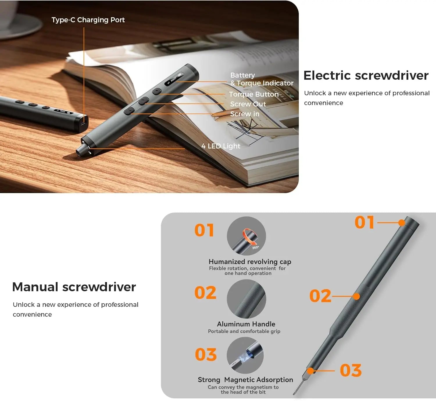  Electric Screwdriver with OLED Smart Display - 78-in-1 Mini Precision Screwdriver Set, 0.5N.M High Torque, Magnetic Storage Case, Rechargeable Cordless Repair Tool Kit for PC, PS5, Laptop, and Camera