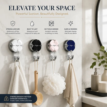 Heavy-Duty Suction Cup Hooks - Durable Suction Hangers for Wreaths, Showers, Windows, and Glass Doors. Waterproof Outdoor Hooks for Bathroom Wall Mounting - Removable and No Drilling Required.