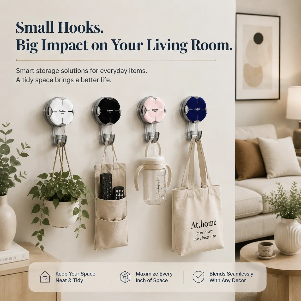 Heavy-Duty Suction Cup Hooks - Durable Suction Hangers for Wreaths, Showers, Windows, and Glass Doors. Waterproof Outdoor Hooks for Bathroom Wall Mounting - Removable and No Drilling Required.