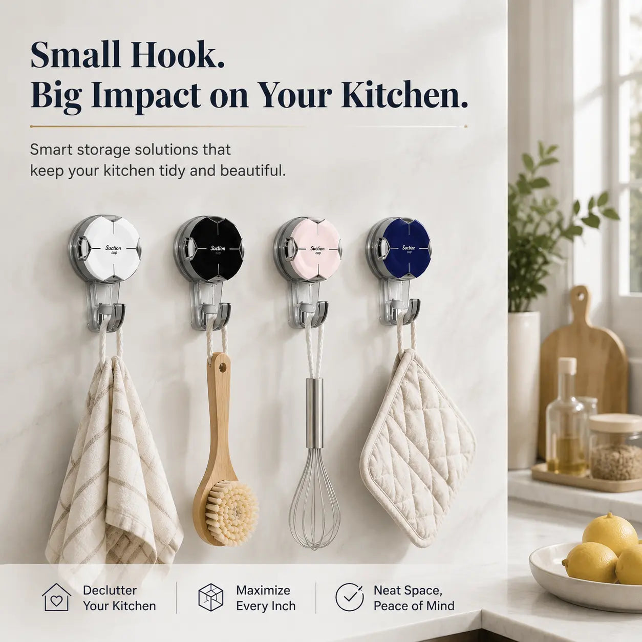 Heavy-Duty Suction Cup Hooks - Durable Suction Hangers for Wreaths, Showers, Windows, and Glass Doors. Waterproof Outdoor Hooks for Bathroom Wall Mounting - Removable and No Drilling Required.