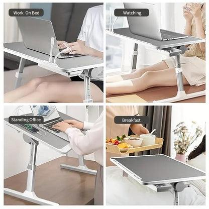 Portable Laptop Stand | Integrated USB-C Hub with Quiet Cooling Fan and Adjustable LED Light