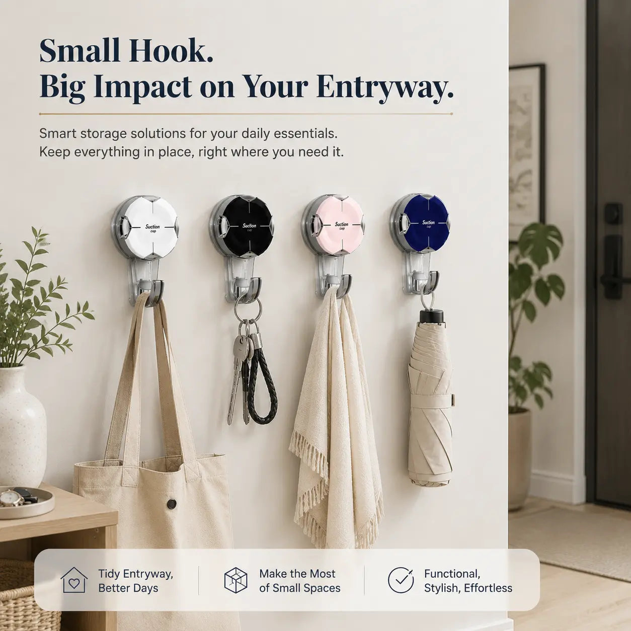 Heavy-Duty Suction Cup Hooks - Durable Suction Hangers for Wreaths, Showers, Windows, and Glass Doors. Waterproof Outdoor Hooks for Bathroom Wall Mounting - Removable and No Drilling Required.