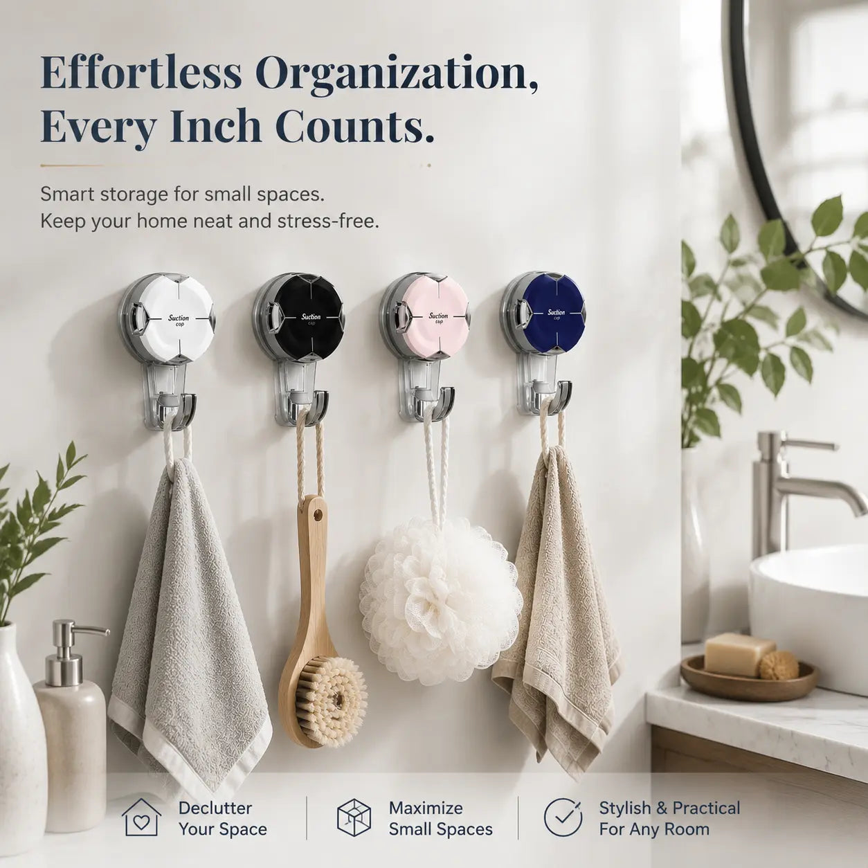 Heavy-Duty Suction Cup Hooks - Durable Suction Hangers for Wreaths, Showers, Windows, and Glass Doors. Waterproof Outdoor Hooks for Bathroom Wall Mounting - Removable and No Drilling Required.
