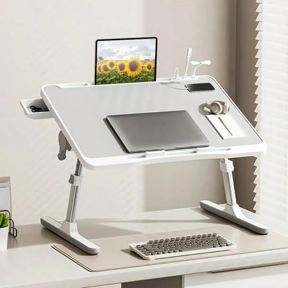 Portable Laptop Stand | Integrated USB-C Hub with Quiet Cooling Fan and Adjustable LED Light