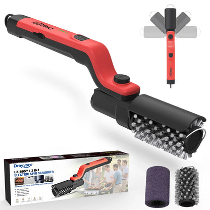 Cordless Electric BBQ Grill Brush with Rechargeable Battery, 3-Speed Settings, and 180° Adjustable Head for Outdoor Grill Cleaning