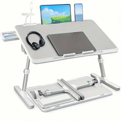 Portable Laptop Stand | Integrated USB-C Hub with Quiet Cooling Fan and Adjustable LED Light