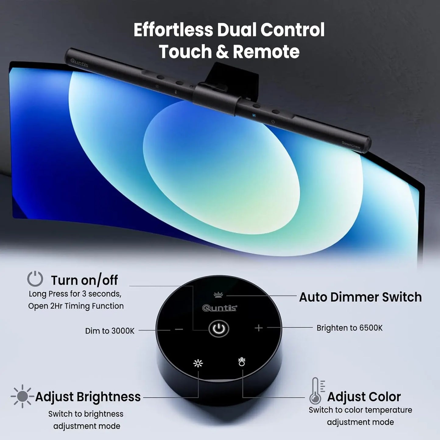 Dimmable Monitor Light Bar with Touch Control - Glare-Free Desk Lamp for Home Office Use