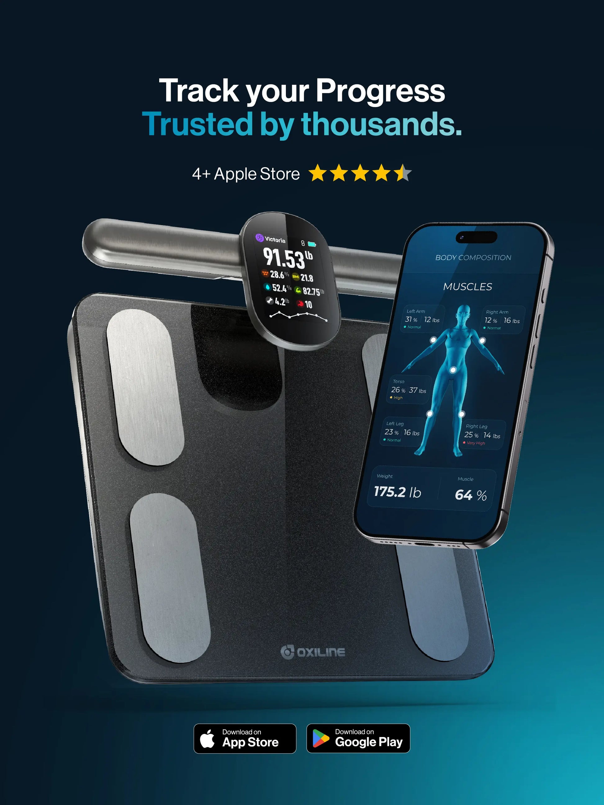 Bluetooth Smart Scale Full Body Metrics with Apple Sync and Fitness Tracking