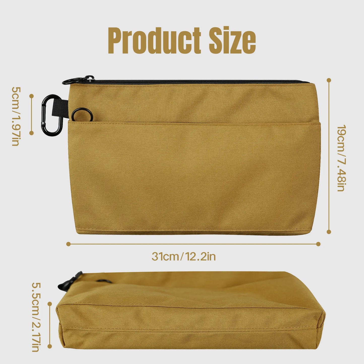 12-Inch Zippered Tool Pouches - 4-Pack Portable Organizer Bags with Dual Compartments and D-Ring Clip for Electricians, Carpenters, Home Repairs, and DIY Projects