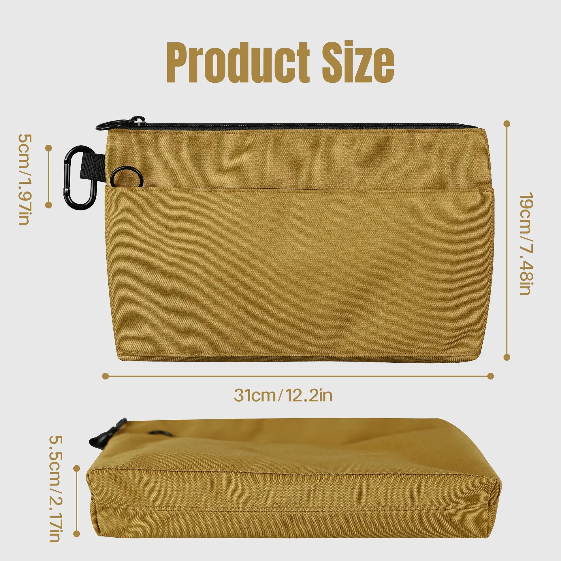 12-Inch Zippered Tool Pouches - 4-Pack Portable Organizer Bags with Dual Compartments and D-Ring Clip for Electricians, Carpenters, Home Repairs, and DIY Projects