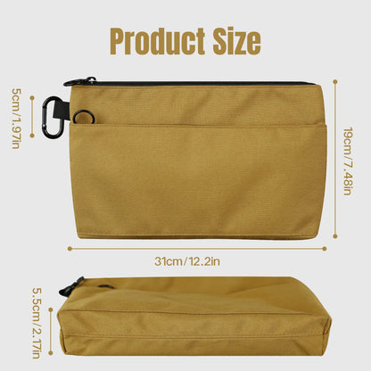 12-Inch Zippered Tool Pouches - 4-Pack Portable Organizer Bags with Dual Compartments and D-Ring Clip for Electricians, Carpenters, Home Repairs, and DIY Projects