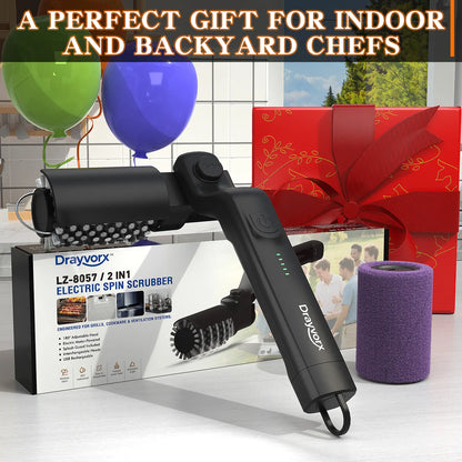 Cordless Electric BBQ Grill Brush with Rechargeable Battery, 3-Speed Settings, and 180° Adjustable Head for Outdoor Grill Cleaning