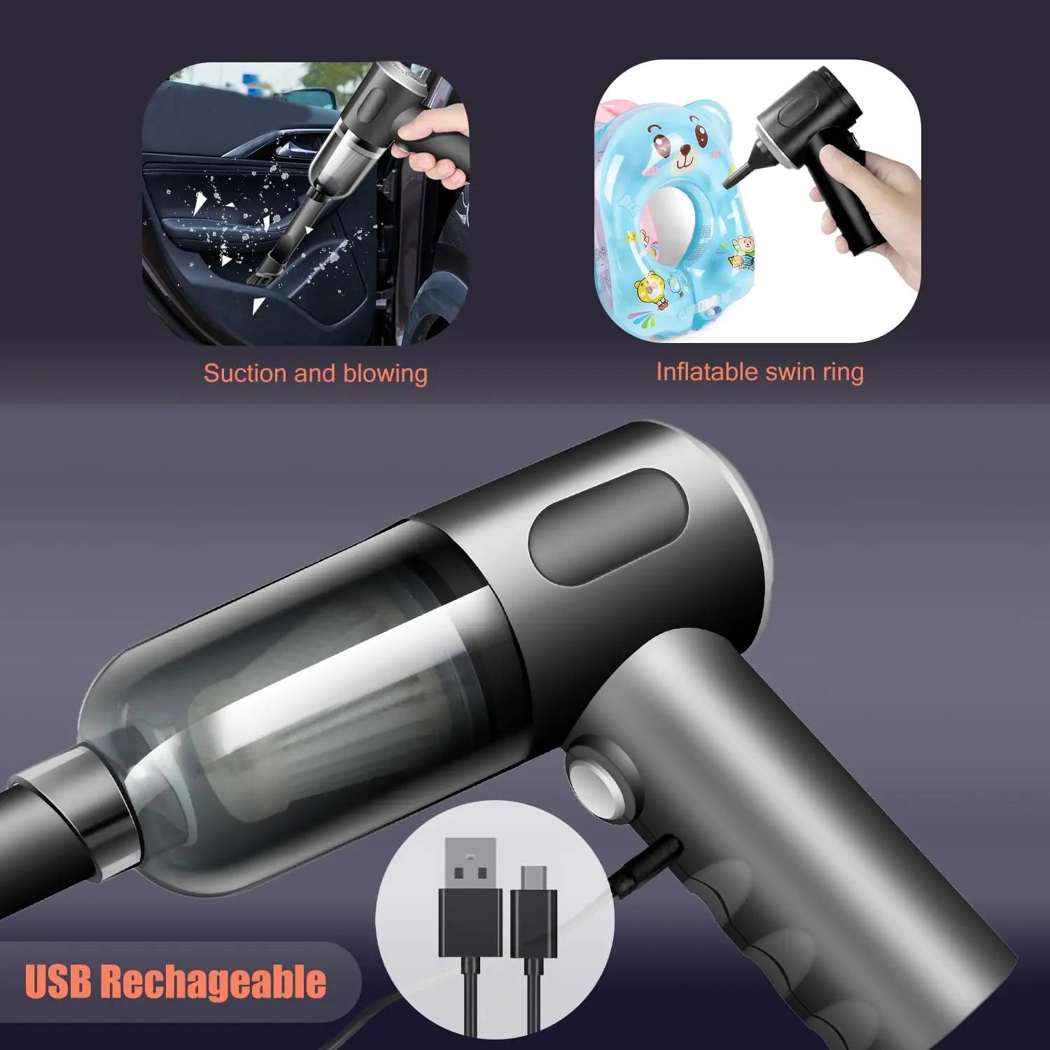 High-Power Rechargeable Handheld Desk/Car Vacuum Cleaner for Home, Office, and even Automotive Vehicles
