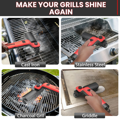 Cordless Electric BBQ Grill Brush with Rechargeable Battery, 3-Speed Settings, and 180° Adjustable Head for Outdoor Grill Cleaning