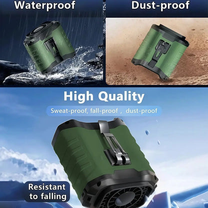 Portable Waist Fan with 360° Rotation, 5-Speed Settings, Waterproof Design for Travel, Work, and Home Use, and a 10,000mAh Rechargeable Battery