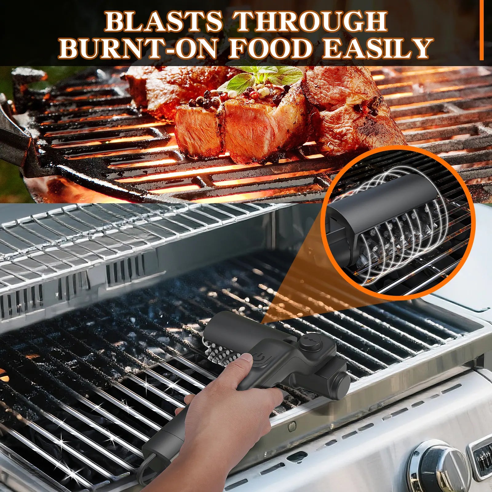 Cordless Electric BBQ Grill Brush with Rechargeable Battery, 3-Speed Settings, and 180° Adjustable Head for Outdoor Grill Cleaning
